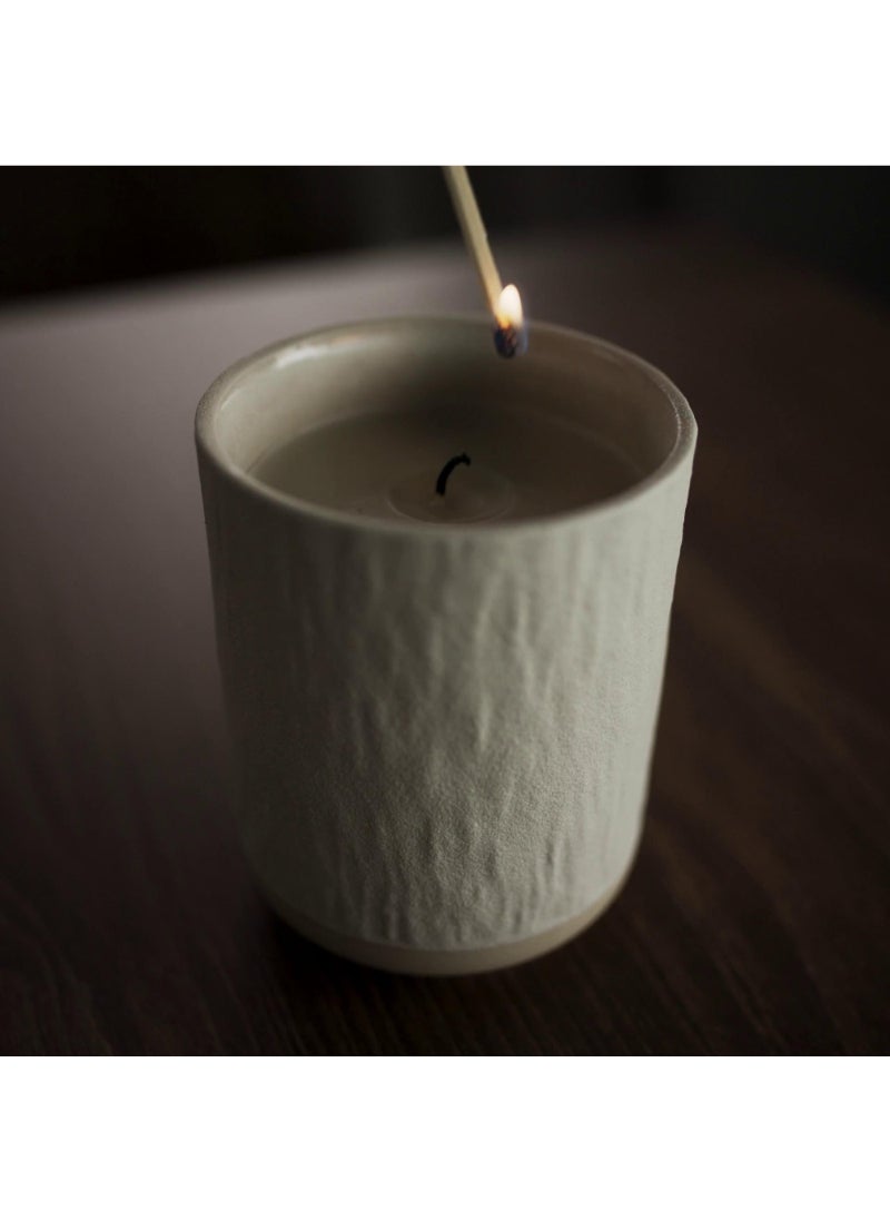 Scented Candle In Ceramic Jar Dew & Moss/Off-White 45 Hr