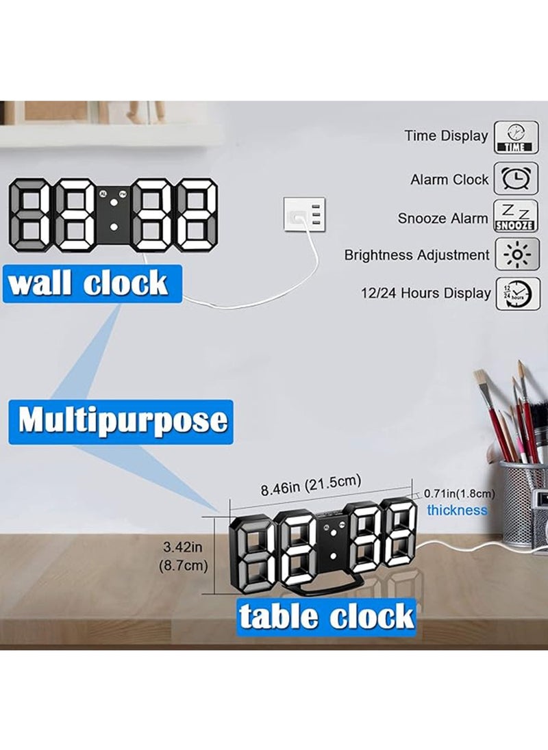 3D LED Night Light Digital Alarm Clock, 8.4