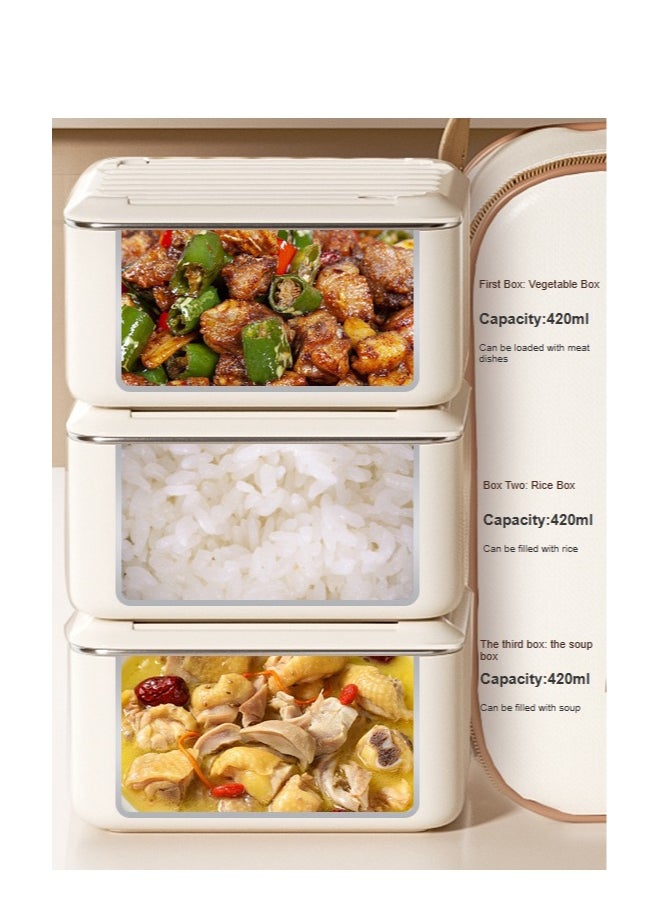 304 stainless steel, food storage box, lunch box, office lunch box suitable for microwave heating, portable and convenient lunch box set gift, multifunctional, clean, beautiful, hygienic, washable, sealed, non-taint - including tableware + thermal bag (black lunch box)