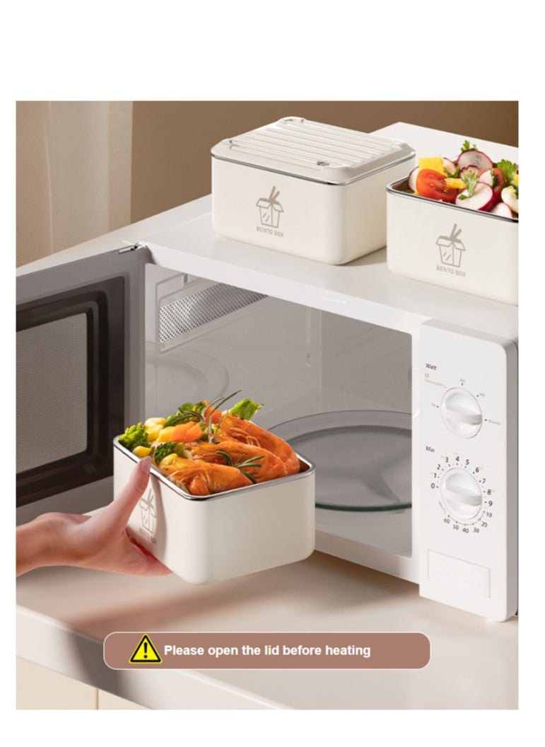 304 stainless steel, food storage box, lunch box, office lunch box suitable for microwave heating, portable and convenient lunch box set gift, multifunctional, clean, beautiful, hygienic, washable, sealed, non-taint - including tableware + thermal bag (black lunch box)