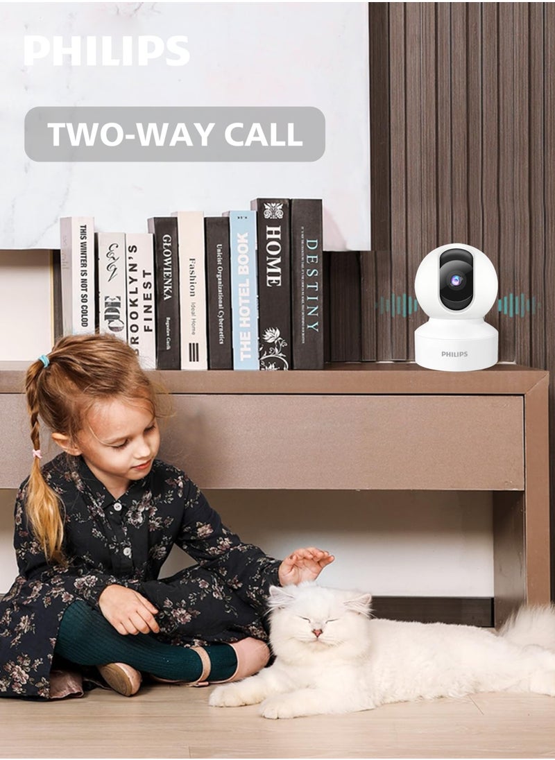 Philips Security Camera 1080P WiFi Indoor Outdoor Home for Camera  Baby Elderly Monitor  Motion Detection Remote Alarm Smart Tracking Two-Way Audio Night Vision App Cloud