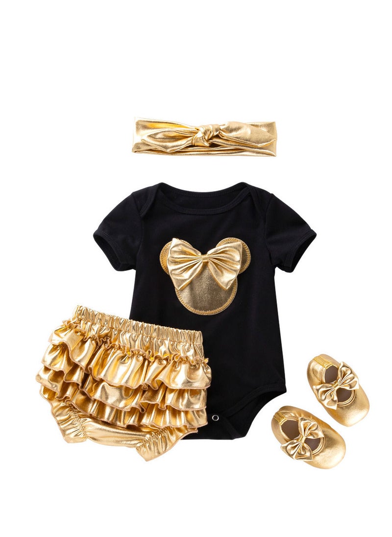 black with golden minnie dress for girl