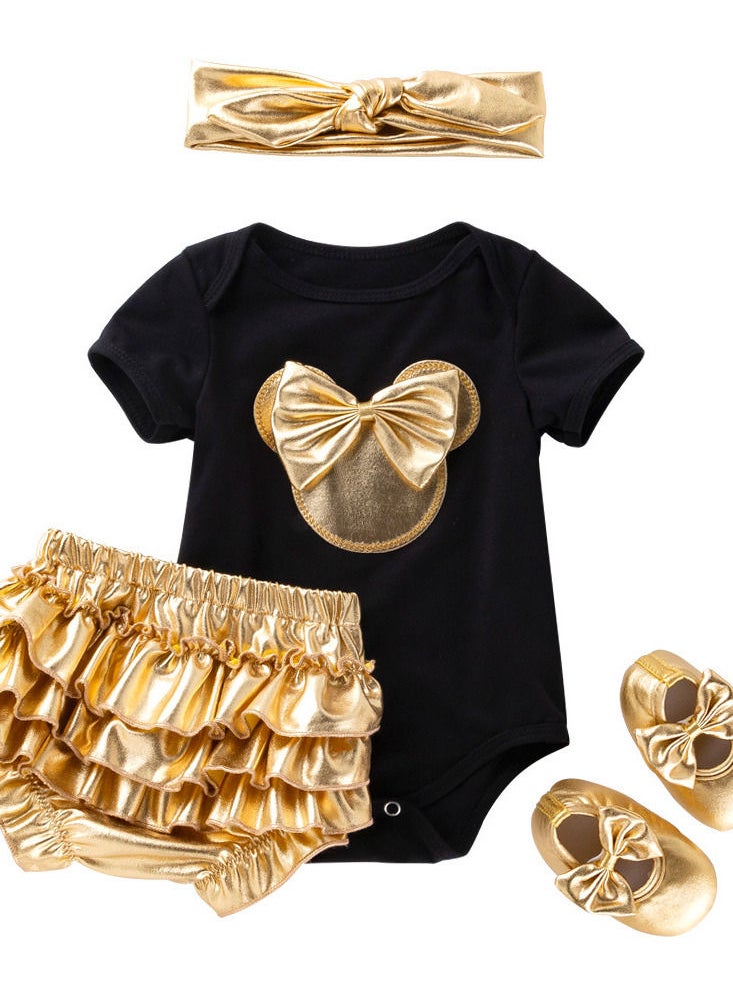 black with golden minnie dress for girl