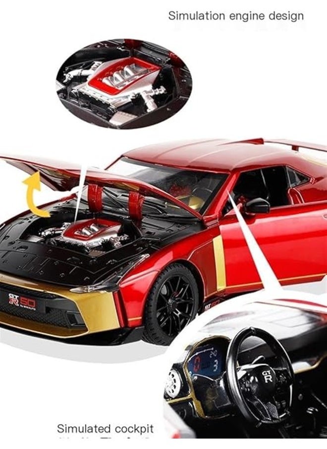 Nissan GT-R50 1:24 Metal Diecast Model Car Toy – Sound & Light Features, Pull Back Action, Perfect for Collectors