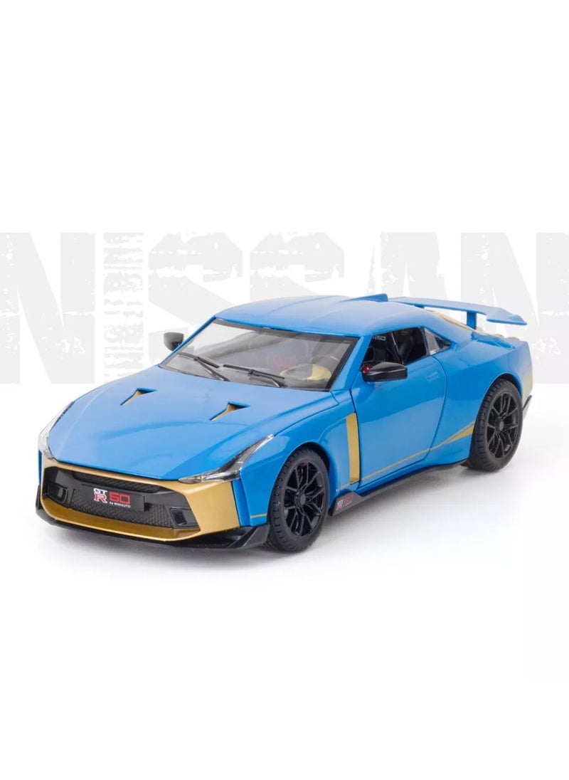 Nissan GT-R50 1:24 Metal Diecast Model Car Toy – Sound & Light Features, Pull Back Action, Perfect for Collectors