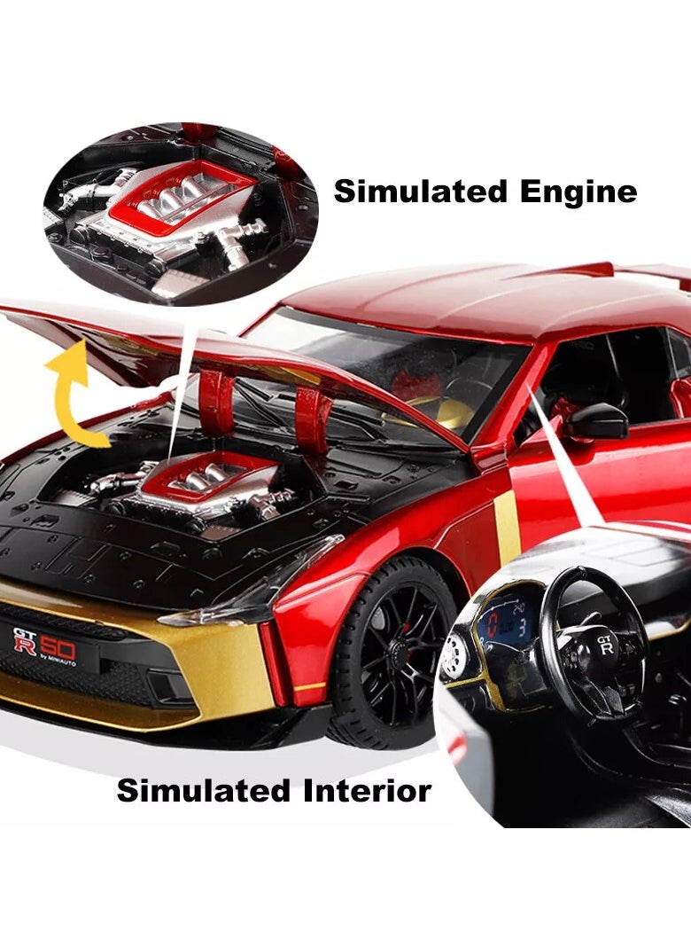 1/24 Nissan GT-R50Nissan GT-R50 1:24 Metal Diecast Model Car Toy – Sound & Light Features, Pull Back Action, Perfect for Collectors Diecast Sound And Light Function Pullback Simulation Alloy Car Model Toy Gift Toy Vehicles