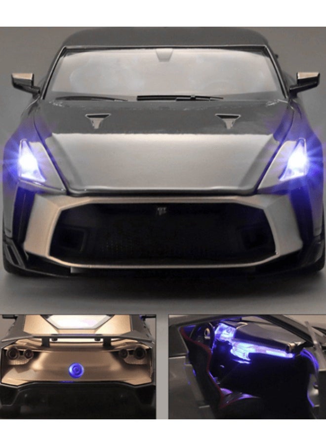 1/24 Nissan GT-R50Nissan GT-R50 1:24 Metal Diecast Model Car Toy – Sound & Light Features, Pull Back Action, Perfect for Collectors Diecast Sound And Light Function Pullback Simulation Alloy Car Model Toy Gift Toy Vehicles