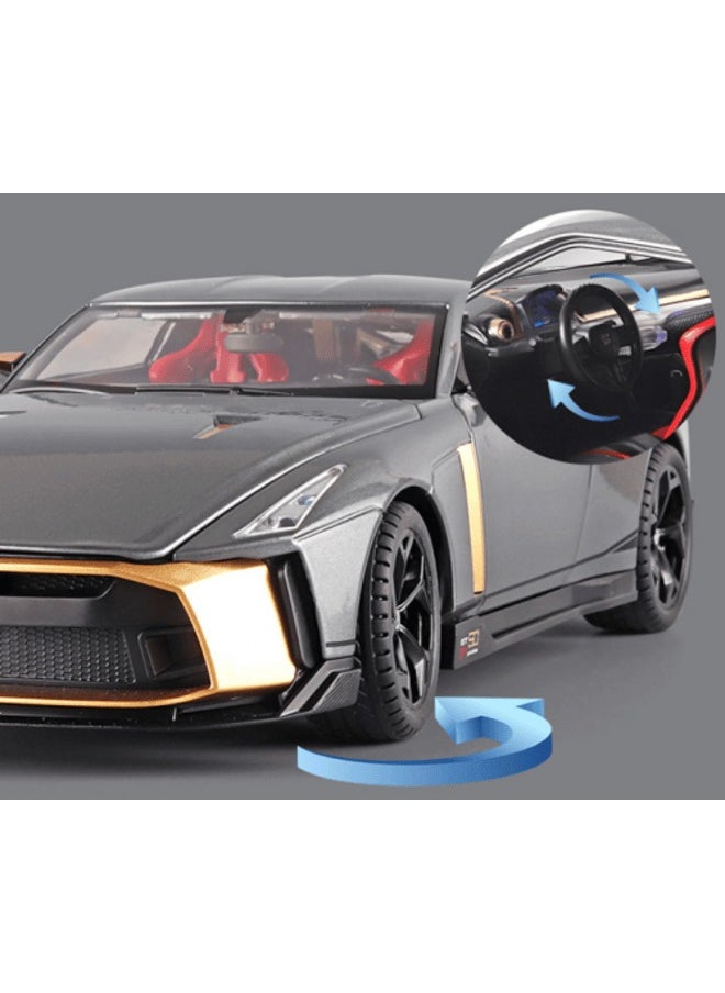 1/24 Nissan GT-R50Nissan GT-R50 1:24 Metal Diecast Model Car Toy – Sound & Light Features, Pull Back Action, Perfect for Collectors Diecast Sound And Light Function Pullback Simulation Alloy Car Model Toy Gift Toy Vehicles