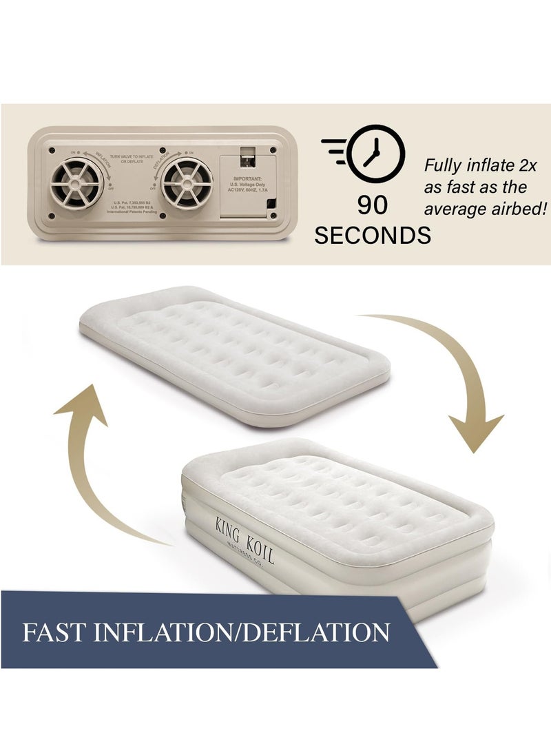 Twin Air Mattress with Built-in Pump - Double High Elevated Raised Airbed for Guests with Comfortable Top Inflatable Bed