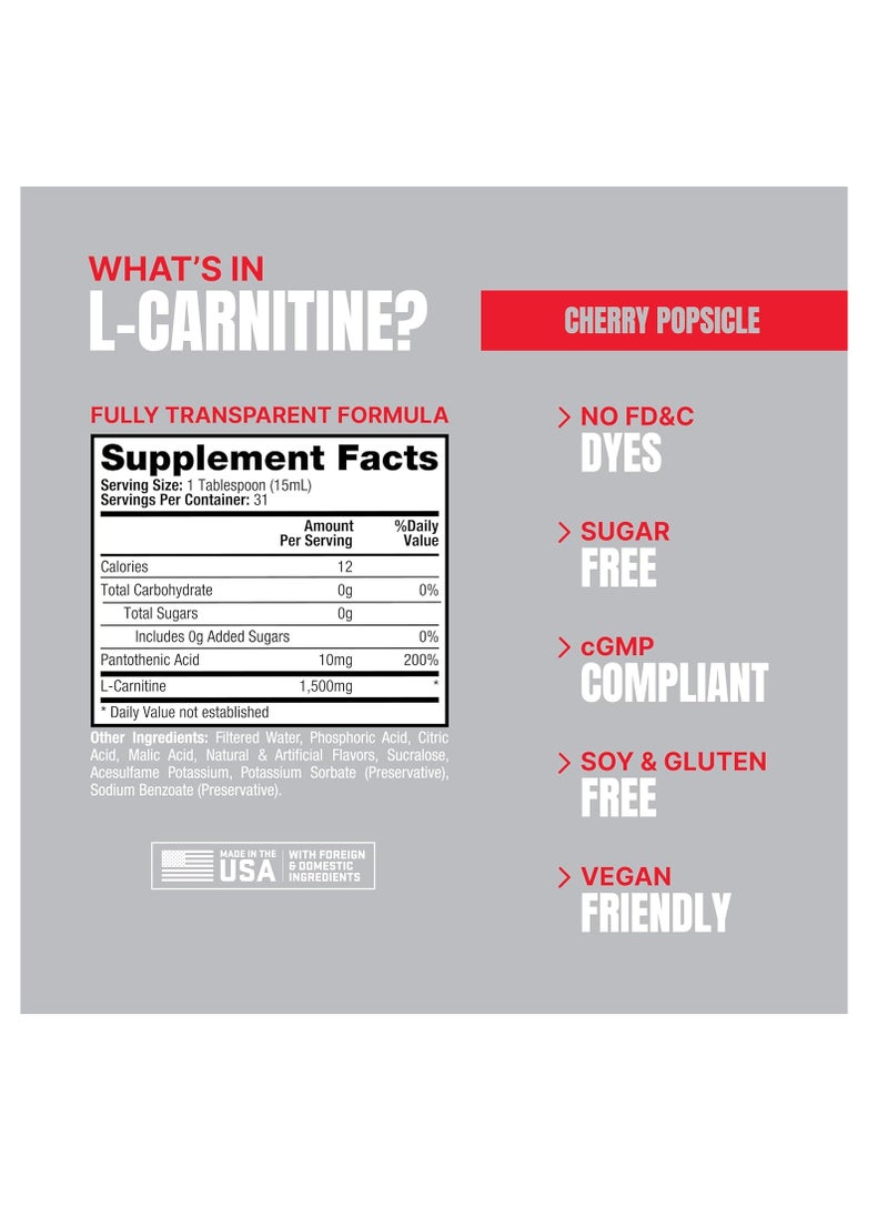 Prosupps L-Carnitine 1500 Liquid Shots Cherry Popsicle 473ml