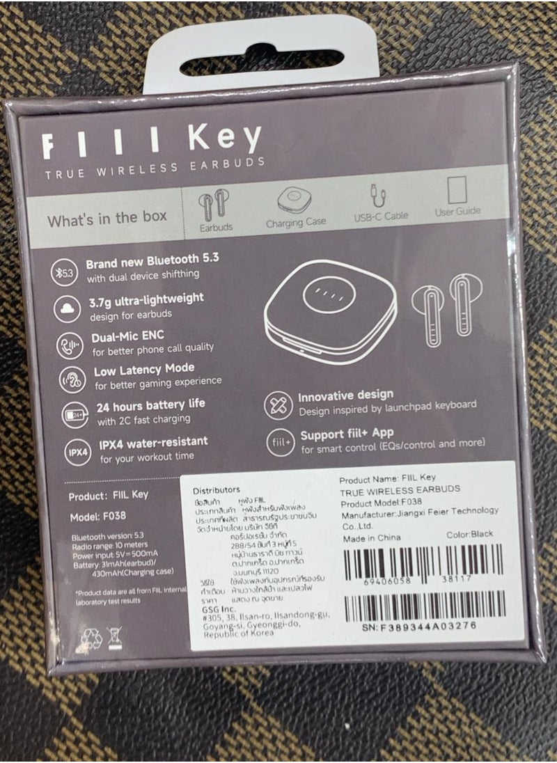 FIIL CC Key ENC Dual Mic Fast Connection Wireless Earphones Noise Canceling Bluetooth 5.3 Support Dual Device Switching for Android Music and Game Black (English Updated Version)