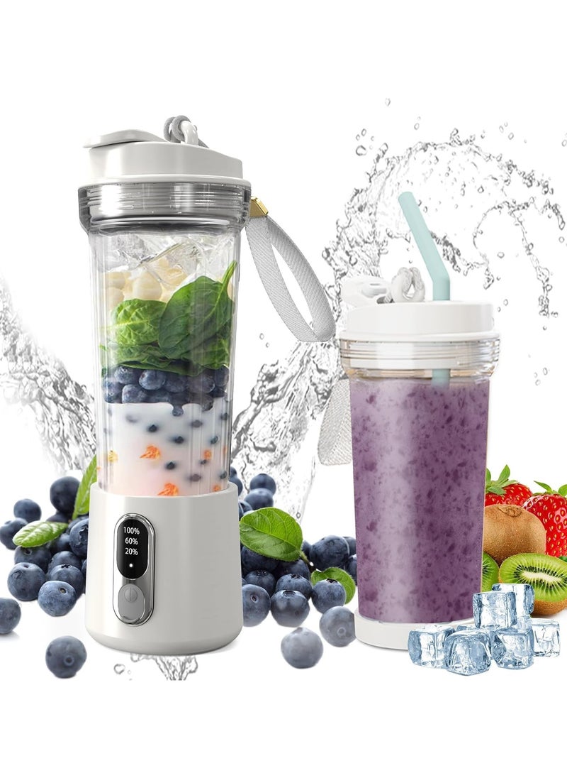 Portable Blender, 500ml Personal Blender for Shakes, Smoothies with Travel Lid, With up to 22,000rpm to Pulverize Ice, Frozen Fruits, USB Rechargeable,For Kitchen,Gym,Outdoor