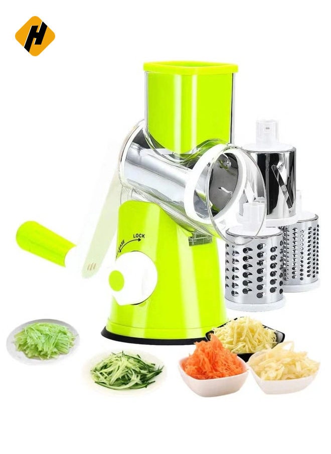 Manual Rotary Cheese Grater, 3in1 Shredder Slicer Grinder for Cucumber Nut Potato Carrot Cheese, Vegetable Salad Shooter,Teal