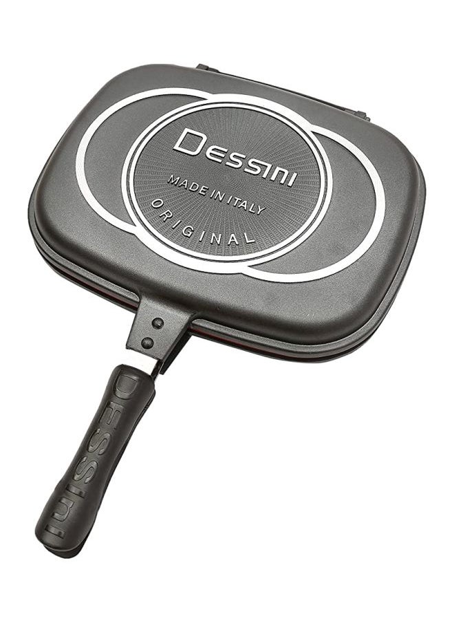 Aluminium Grilling Pan Black/Silver/Red 40cm