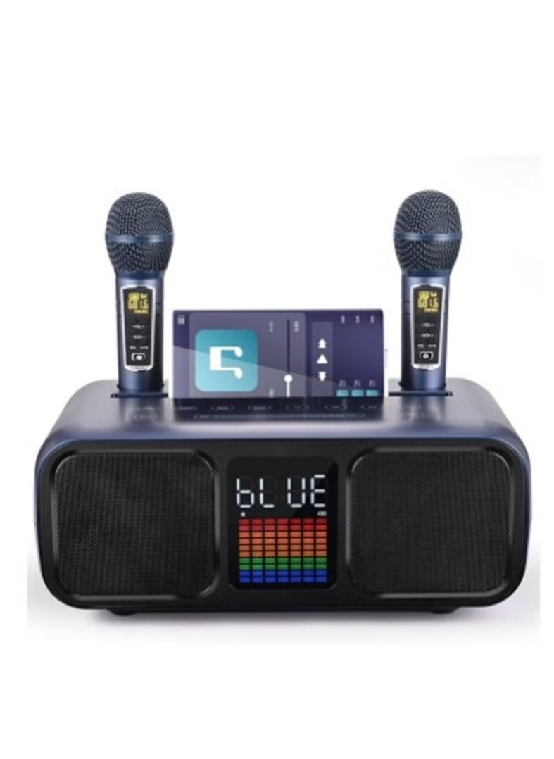 S39 Pro Portable Bluetooth Speaker With 2 Microphones UHF Wireless Karaoke Machine For Adults And Kids Speaker System With Gradual Colorful LED Lights For Home Party