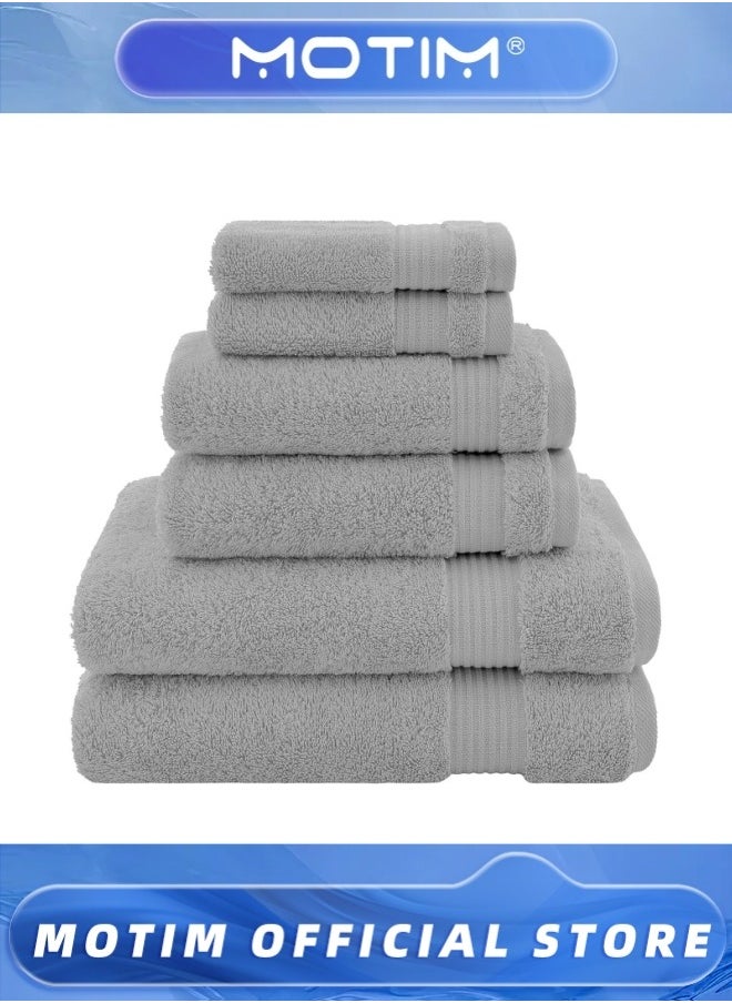 Soft 6-Piece Towel Set 100% Cotton Includes 2 Bath Towels 2 Hand Towels 2 Washcloths