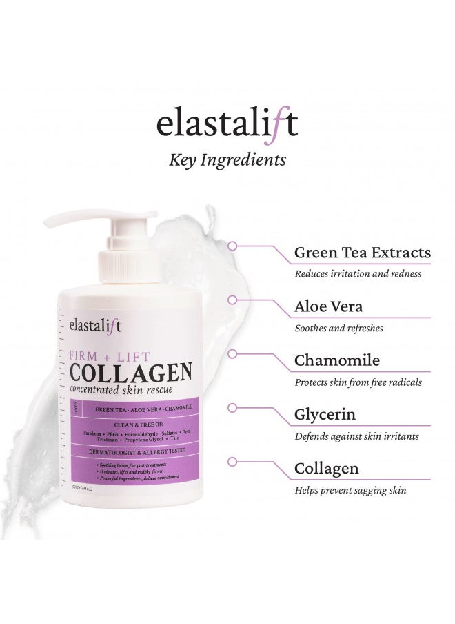 Elastalift Collagen Cream Fragrance Free Body Lotion & Face Moisturizer For Women & Men | Collagen Lotion | Skin Tightening Cream | Skin Firming + Tightening Lotion | Crepey Skin Care Treatment, 2Pc
