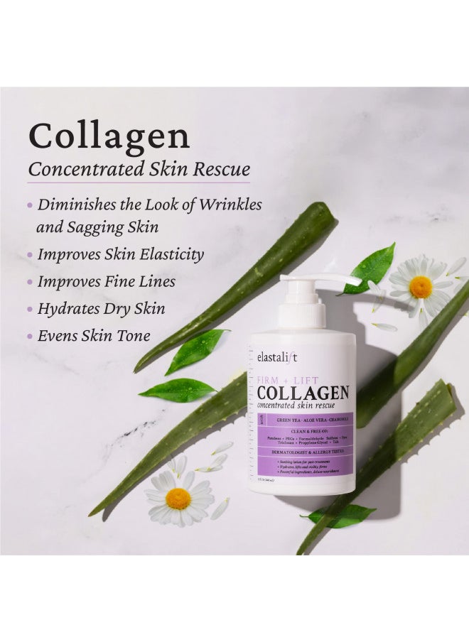 Elastalift Collagen Cream Fragrance Free Body Lotion & Face Moisturizer For Women & Men | Collagen Lotion | Skin Tightening Cream | Skin Firming + Tightening Lotion | Crepey Skin Care Treatment, 2Pc