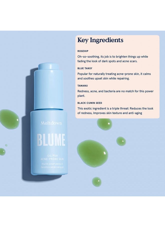 Blume Meltdown Acne Oil   Acne Treatment Face Oil + Pore Minimizer   Skin Smoothing Face Se  With Rosehip Oil, Blue Tansy and Black Cumin Seed Oil   Helps Calm Redness and Improve Texture (0.5 Oz)