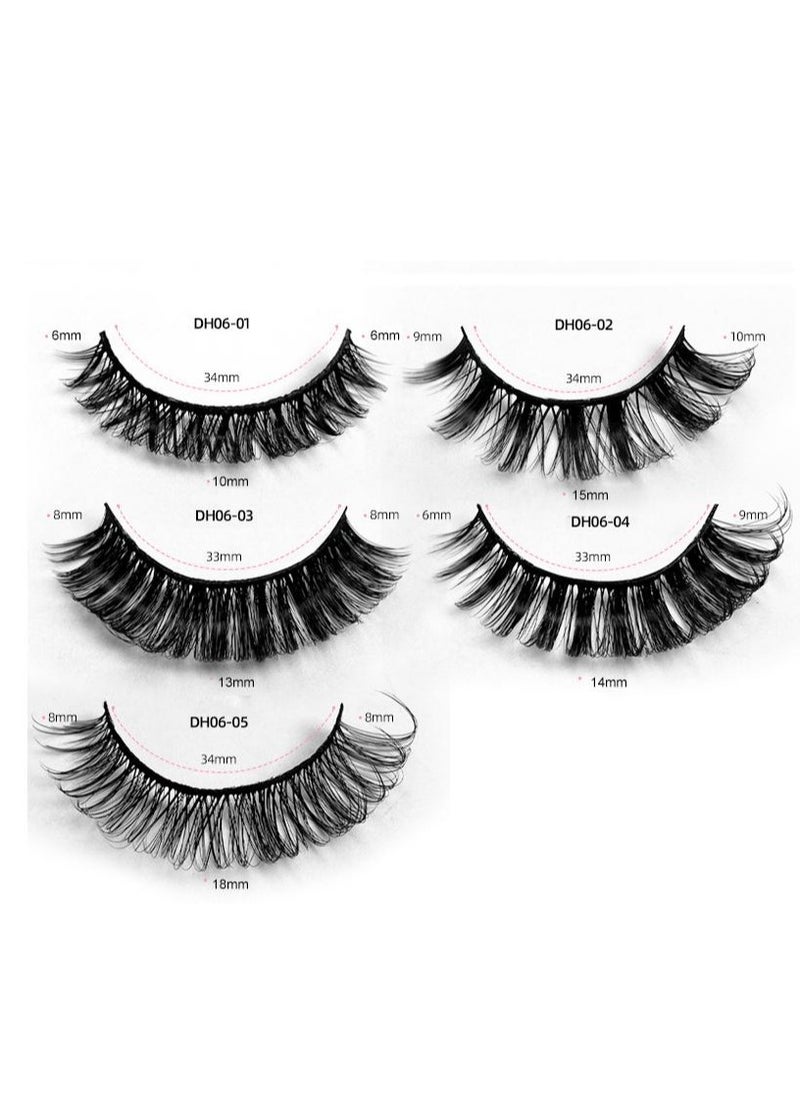 mixed Five styles high volume DD curvature nutrual false eyelashes for party and daily makeup