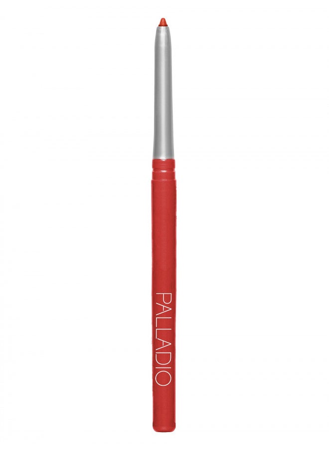 Palladio Retractable Waterproof Lip Liner High Pigmented and Creamy Color Slim Twist Up Smudge Proof Formula with Long Lasting All Day Wear No Sharpener Required, Red Rose, 1 Count