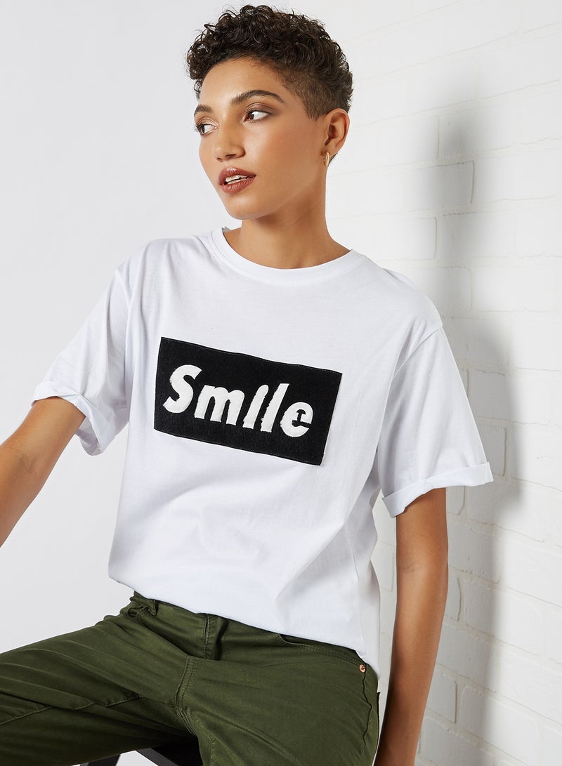 Front Text T-Shirt White/Black