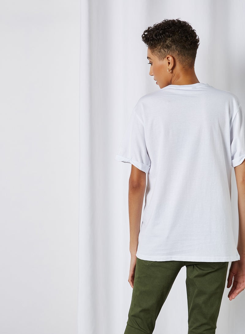 Front Text T-Shirt White/Black