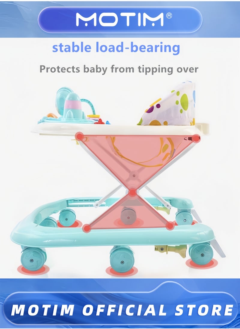 Baby Walker Anti-O-Leg Multi-Function Anti-Rollover One-Year-Old Baby Three-in-One Can Sit On A Stroller Walker Foldable Activity Walker Helper with Adjustable Height