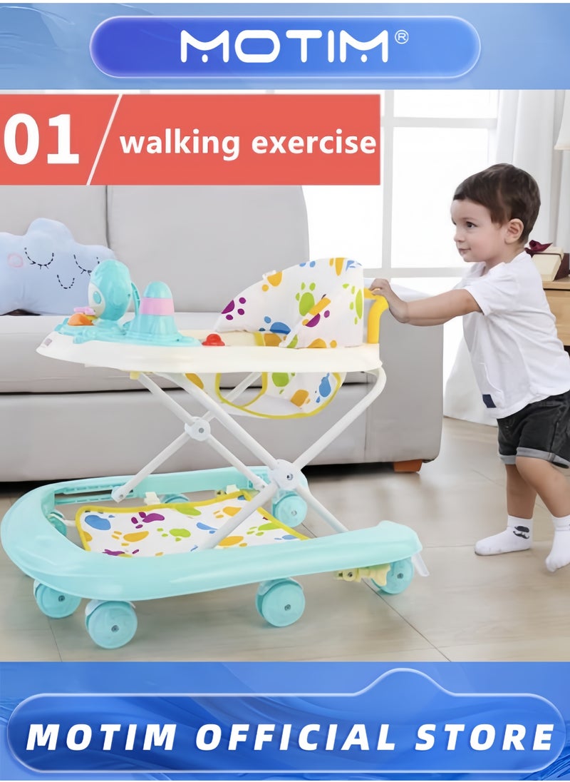 Baby Walker Anti-O-Leg Multi-Function Anti-Rollover One-Year-Old Baby Three-in-One Can Sit On A Stroller Walker Foldable Activity Walker Helper with Adjustable Height
