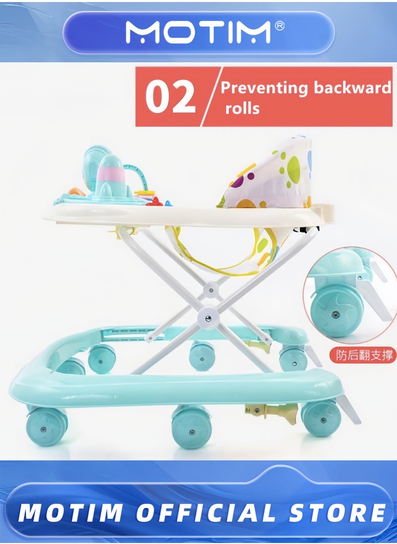 Baby Walker Anti-O-Leg Multi-Function Anti-Rollover One-Year-Old Baby Three-in-One Can Sit On A Stroller Walker Foldable Activity Walker Helper with Adjustable Height