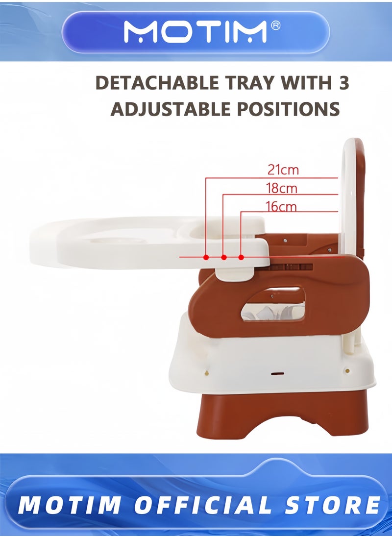 Baby Dining Chair 2-in-1 Booster Feeding and Floor Seat with Self-Storing Tray 3-Point Harness Removable Tray