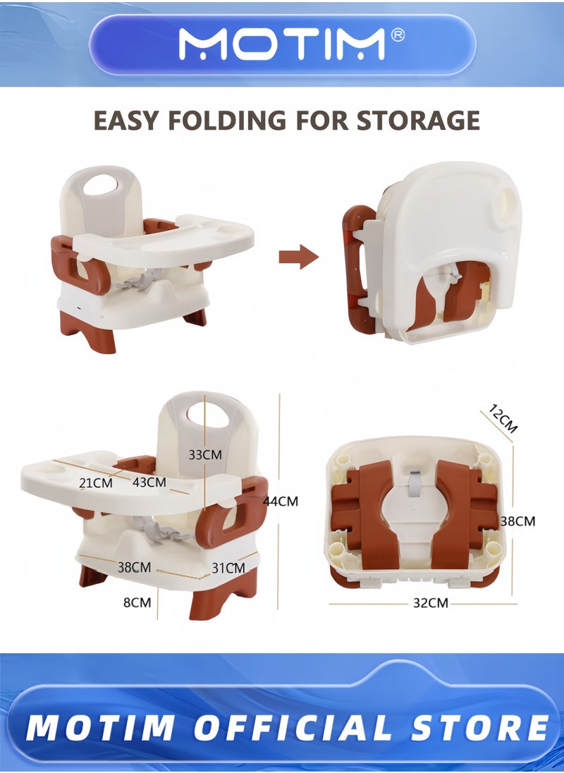 Baby Dining Chair 2-in-1 Booster Feeding and Floor Seat with Self-Storing Tray 3-Point Harness Removable Tray