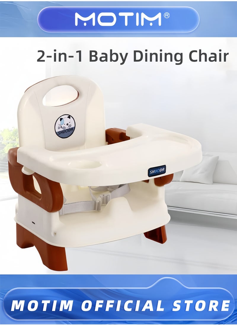 Baby Dining Chair 2-in-1 Booster Feeding and Floor Seat with Self-Storing Tray 3-Point Harness Removable Tray