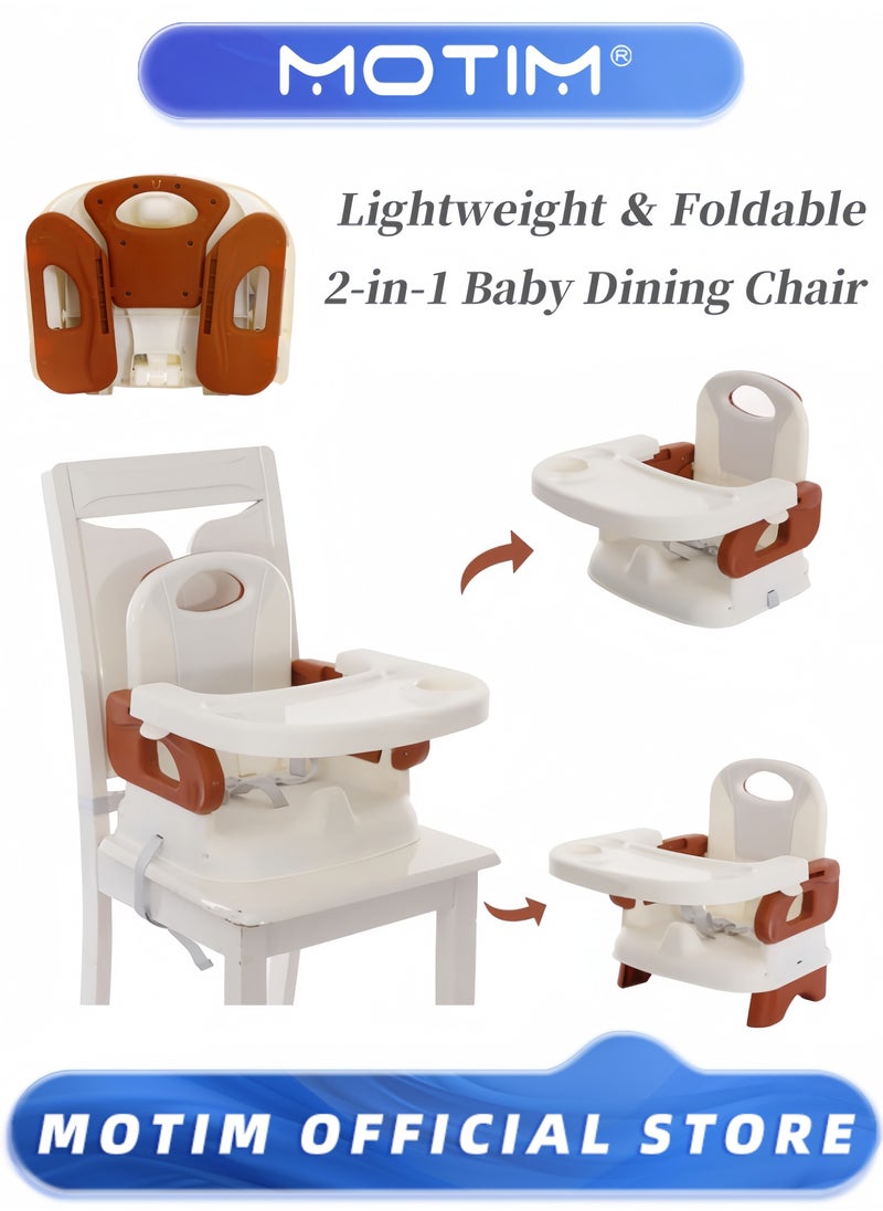 Baby Dining Chair 2-in-1 Booster Feeding and Floor Seat with Self-Storing Tray 3-Point Harness Removable Tray