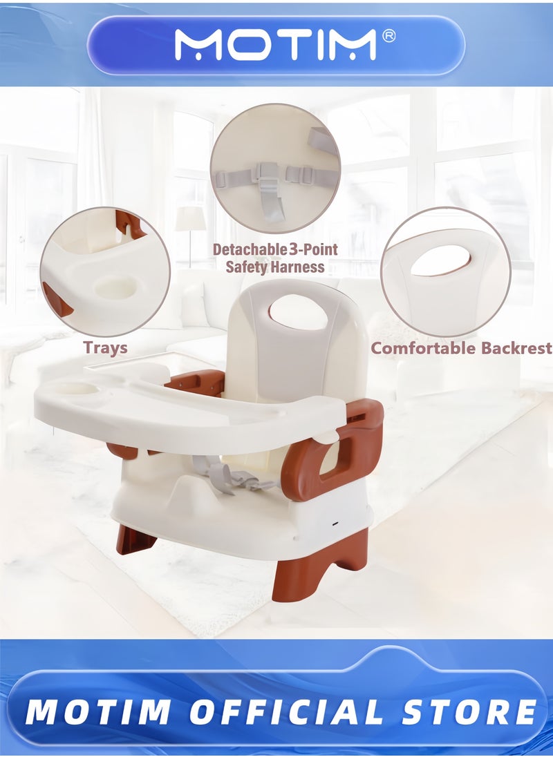 Baby Dining Chair 2-in-1 Booster Feeding and Floor Seat with Self-Storing Tray 3-Point Harness Removable Tray