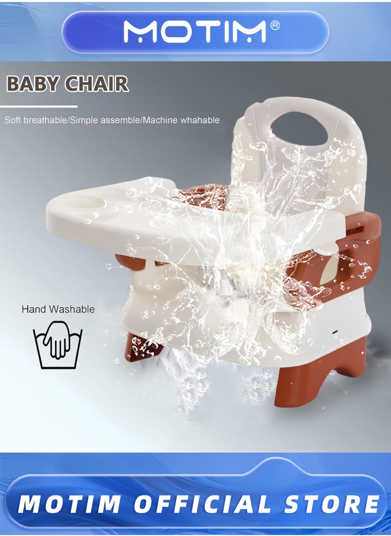 Baby Dining Chair 2-in-1 Booster Feeding and Floor Seat with Self-Storing Tray 3-Point Harness Removable Tray