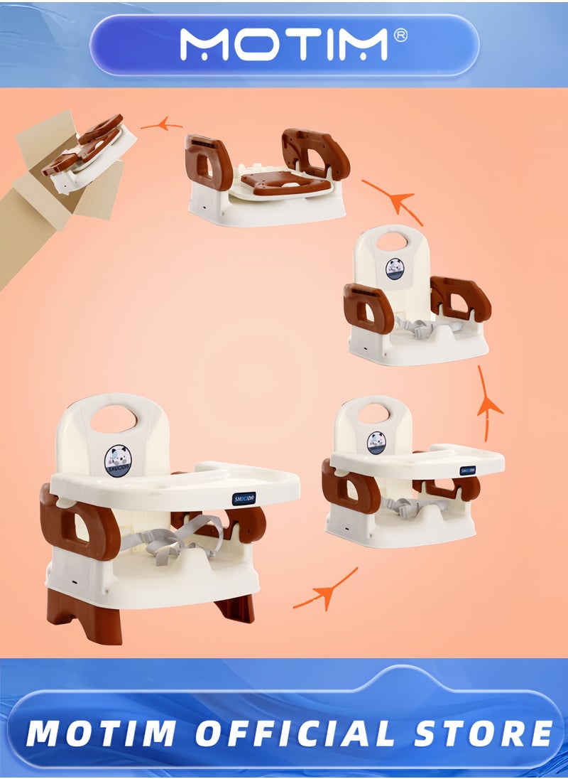 Baby Dining Chair 2-in-1 Booster Feeding and Floor Seat with Self-Storing Tray 3-Point Harness Removable Tray