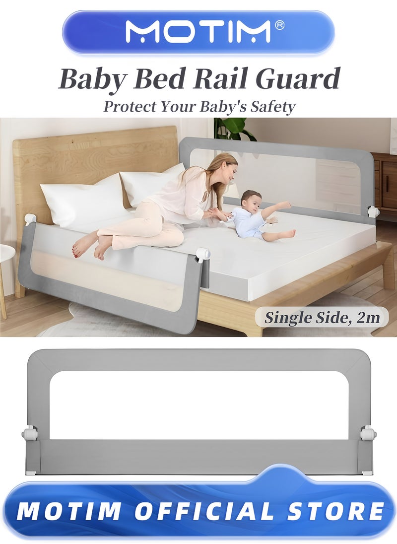 Baby Bed Rail Guard Portable Safety Bed Fence Protector Rail Adjustable Height and Foldable Falling Protector Safeguard Bed Rails Single Side for Newborn Toddler Kids(2M)