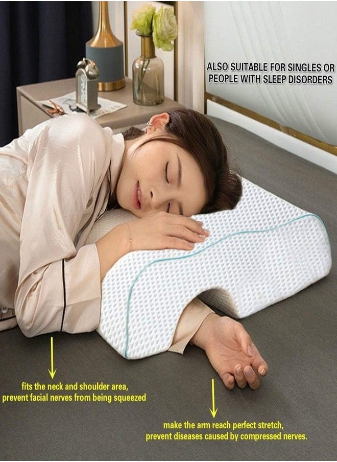 Pillow, Pair Cushion, Domed Hugging Pillow with Slow Rebound Memory Foam for Arm Rest, Anti-Pressure Hand Pillow for Couple Sleeping Dinner Break Home Left Arm Section Water Cube