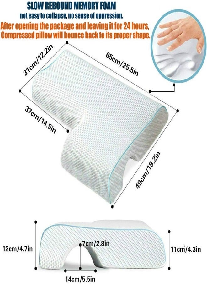 Pillow, Pair Cushion, Domed Hugging Pillow with Slow Rebound Memory Foam for Arm Rest, Anti-Pressure Hand Pillow for Couple Sleeping Dinner Break Home Left Arm Section Water Cube