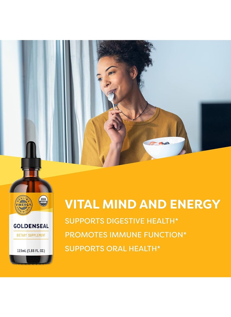 Vimergy USDA Organic Goldenseal Extract, 57 Servings Alcohol-Free Goldenseal Tincture - Gluten-Free, Non-GMO, Kosher, Corn-Free, Soy-Free, Vegan & Paleo (115 ml)