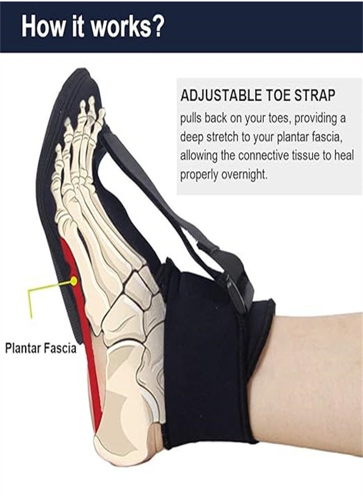 Plantar Fasciitis Night Splint Foot Drop Correction Brace, Adjustable Elastic Back Night Splint for Plantar Fasciitis, Heel, Ankle, Arch Pain, Achilles Tendonitis, for Left and Right Foot (2 Pieces)