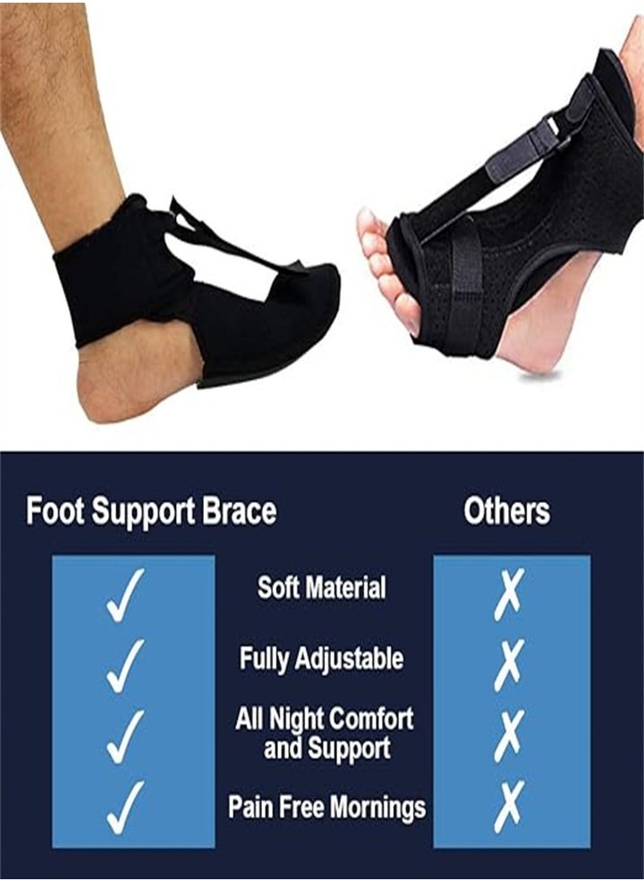 Plantar Fasciitis Night Splint Foot Drop Correction Brace, Adjustable Elastic Back Night Splint for Plantar Fasciitis, Heel, Ankle, Arch Pain, Achilles Tendonitis, for Left and Right Foot (2 Pieces)