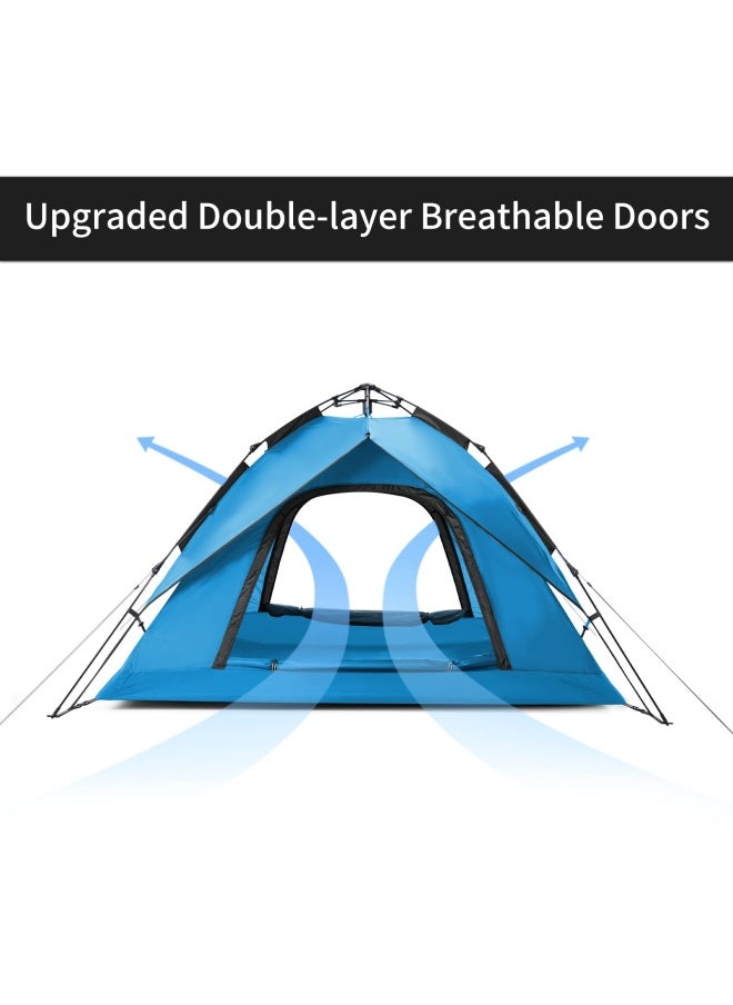 Automatic Tent For 3-4 People | Camping Tent | Dome Shape | Size: 3-Person | Uv Protection, Waterproof, Easy Setup | Color - Blue