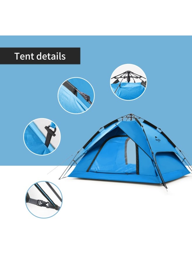 Automatic Tent For 3-4 People | Camping Tent | Dome Shape | Size: 3-Person | Uv Protection, Waterproof, Easy Setup | Color - Blue