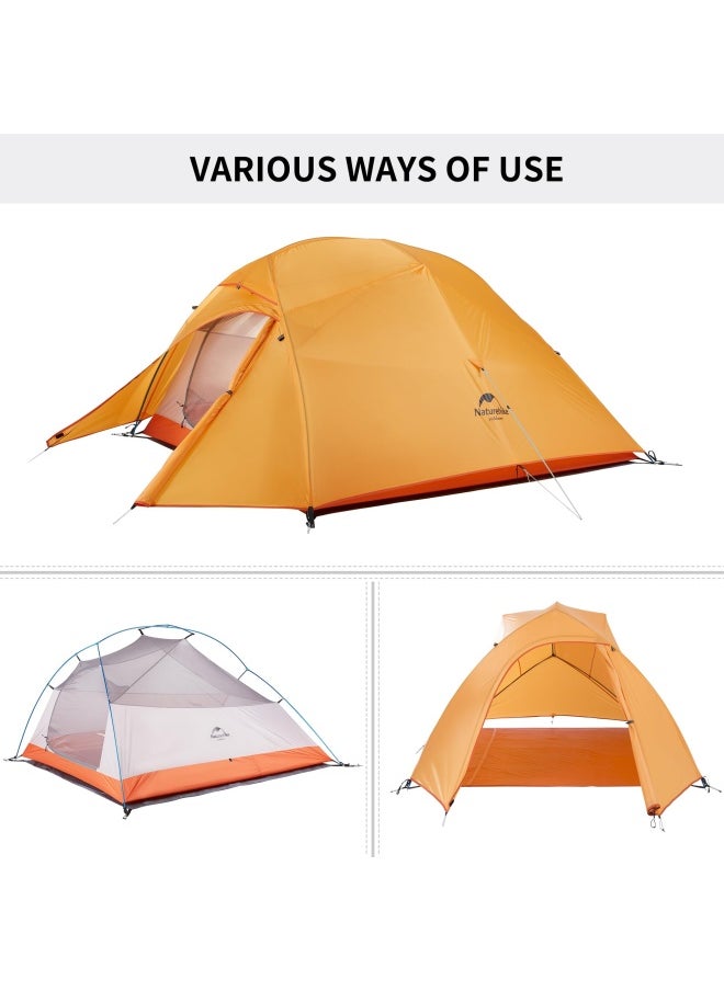 Ultralight Cloud Up 3 Tent | Camping Gear | Rectangular Tent | Size: (215+85) X 180 X 110 Cm | Waterproof, Quick Setup, Lightweight | Color - 210T Orange