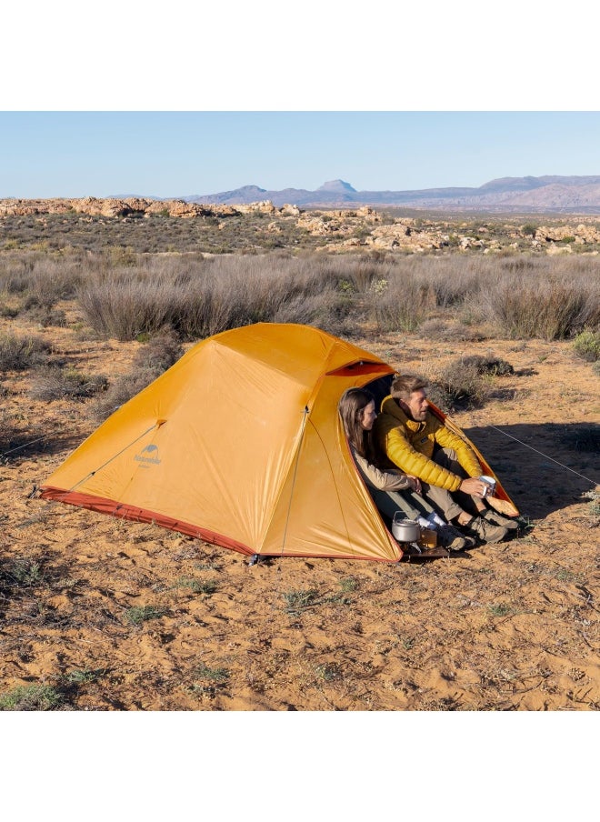 Ultralight Cloud Up 3 Tent | Camping Gear | Rectangular Tent | Size: (215+85) X 180 X 110 Cm | Waterproof, Quick Setup, Lightweight | Color - 210T Orange