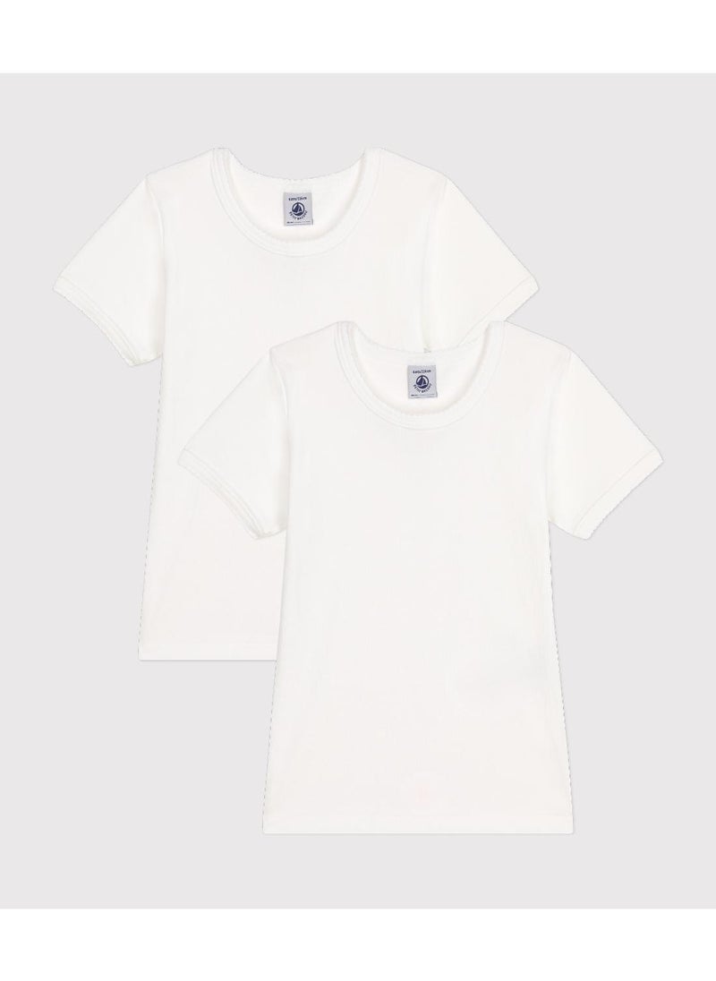 Girls' White Short-Sleeved T-Shirt - 2-Pack