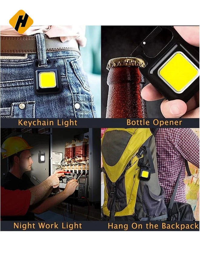 Small Mini COB Pocket Magnetic Flashlights Powerful 500 High Lumens Bright Rechargeable Keychain Work Light Flashlight Pack 2