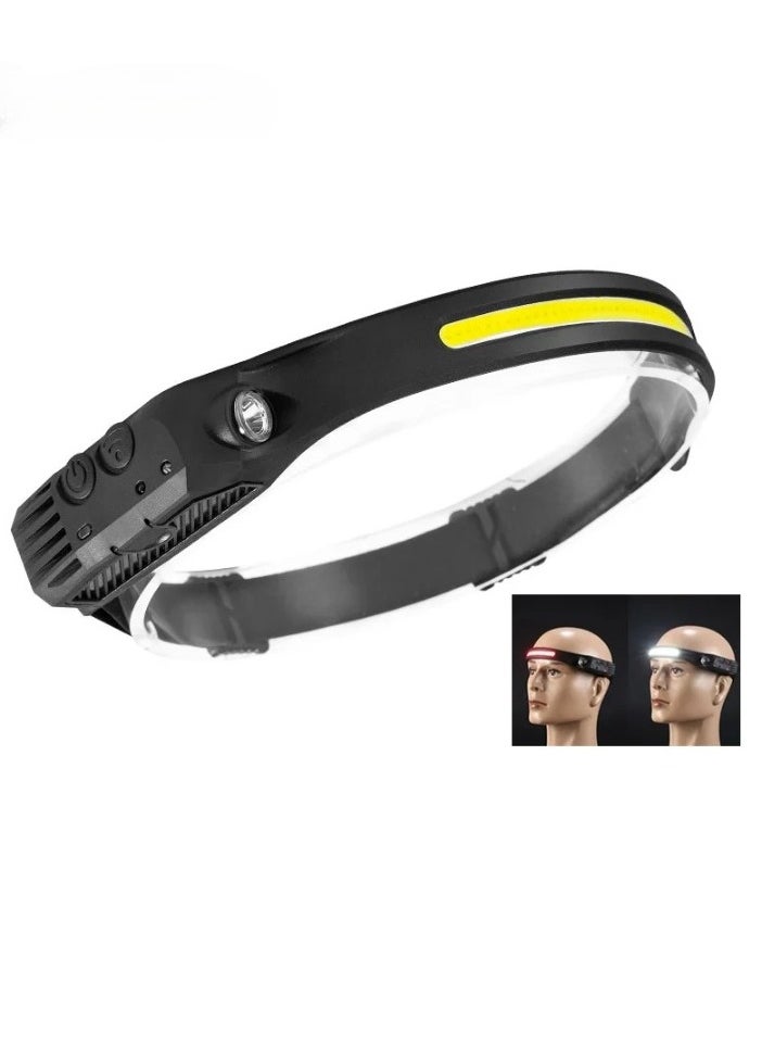LED Headlamp With Multi Gears, Led Rechargeable Headlamp With XPE LED Sidelamp And Motion Sensor, Induction COB Head Torch For Outdoor Camping Running Hiking Fishing, ( W689, 1(Black, Yellow))